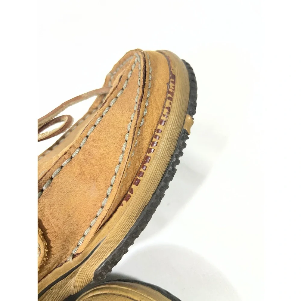 Clarks 78611 Leather Boat Shoes Men 9 Tan Moc Toe Lace Up Loafers‎ Costal Rugged